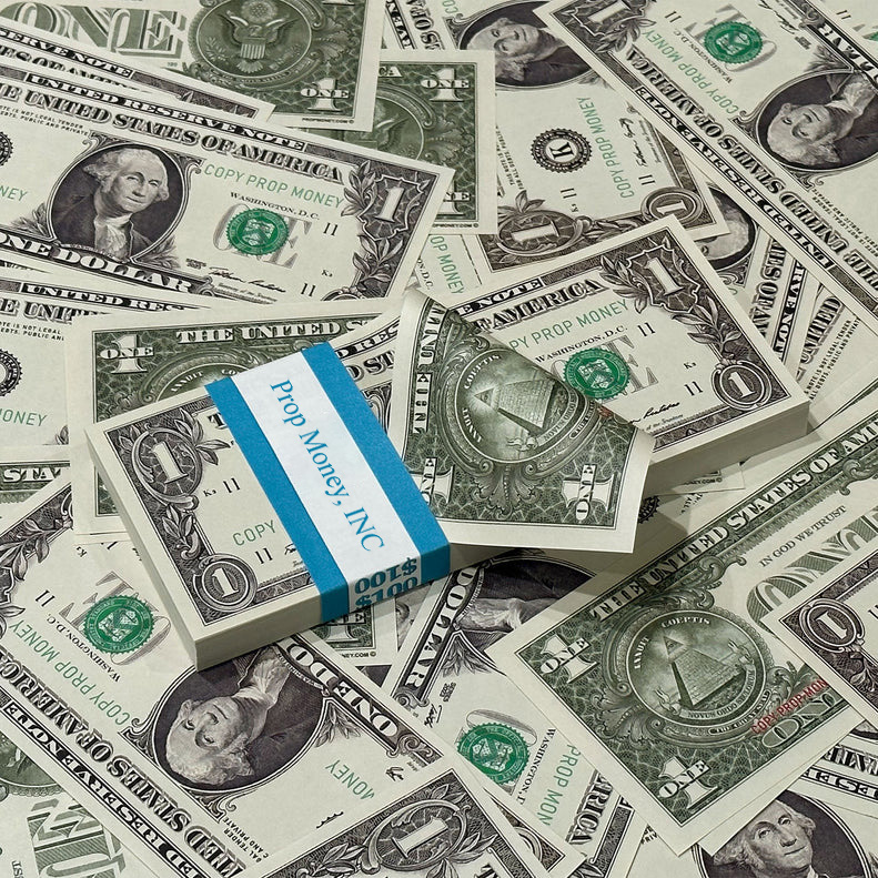 PROP MONEY, INC. RealAged™ Full Print Prop Money Stack