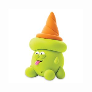 SHERRY JORDAN ART – Green Character with Orange Hat Clay Art Sculpture