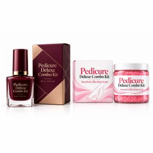 Pedicure Deluxe Combo Kit – Nail Polish 15ml & Strawberry Bliss Body Scrub 100gm