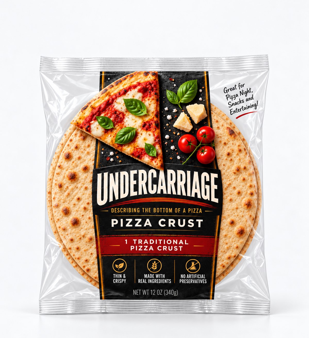 UNDERCARRIAGE - DESCRIBING THE BOTTOM OF A PIZZA – Made with Real Ingredients, No Artificial Preservatives, 340g (12 oz)